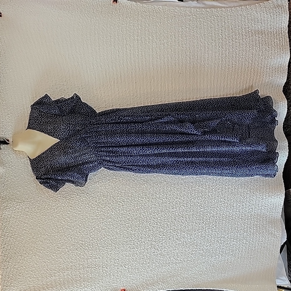 Grace & Mila V-neck Dress with thigh slit in Navy, White & Gold Size L